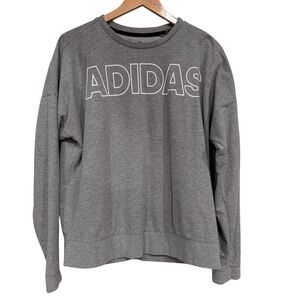 Adidas Sweater Women’s Grey White Spell Out Sweatshirt Pullover Ladies XL